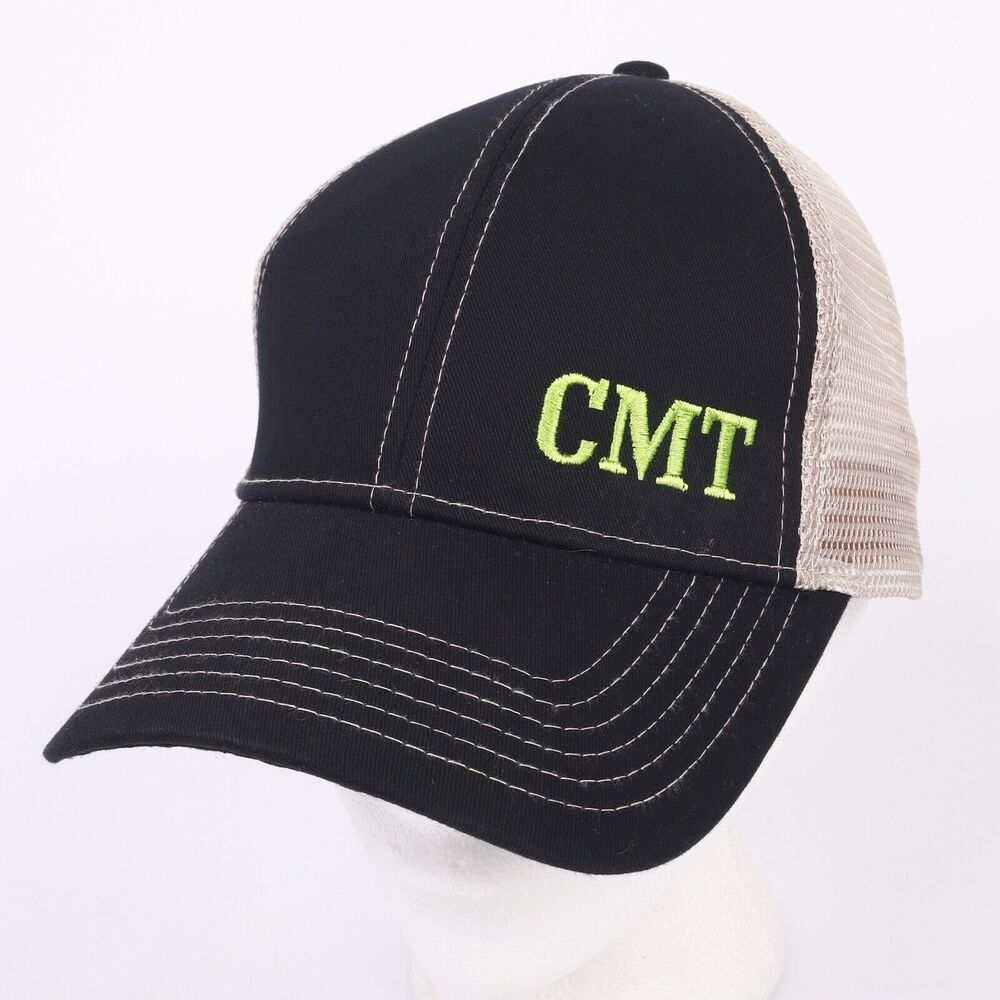 CMT Embroidered Logo H&L Meshback Trucker Hat Cap America Black White Green